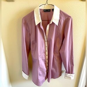 Fitted lilac and white button down dress shirt